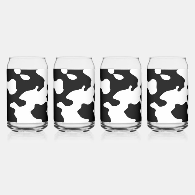 Cow Pattern Black and White  Can Glass (Front)