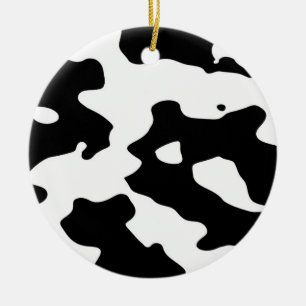 Cow Pattern Black and White Ceramic Tree Decoration