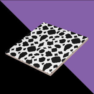 Cow Pattern Black and White Country Ceramic Tile