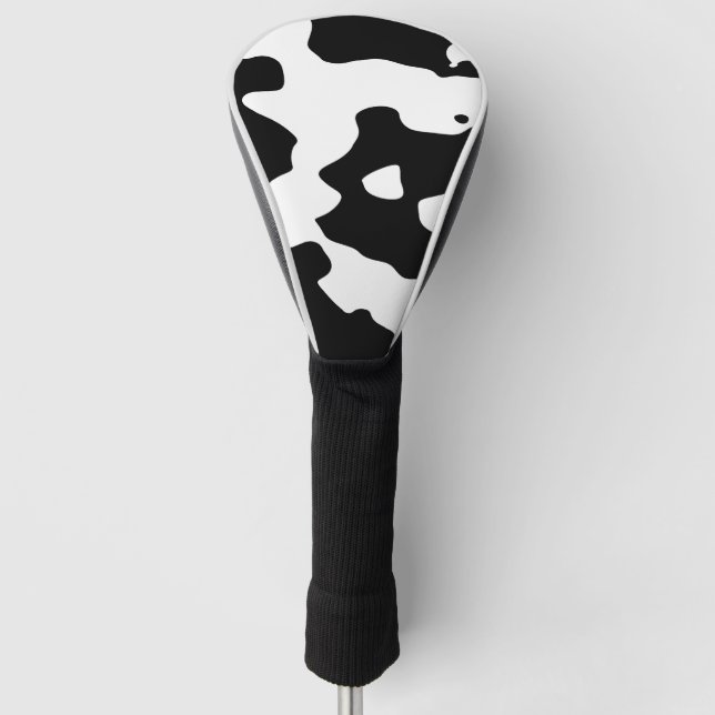 Cow Pattern Black and White Golf Head Cover (Front)
