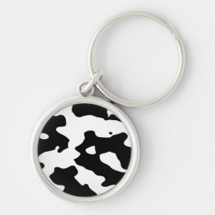Cow Pattern Black and White Key Ring