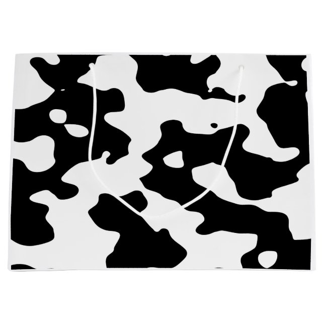 Cow Pattern Black and White Large Gift Bag (Front)