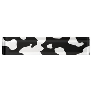Cow Pattern Black and White Nameplate