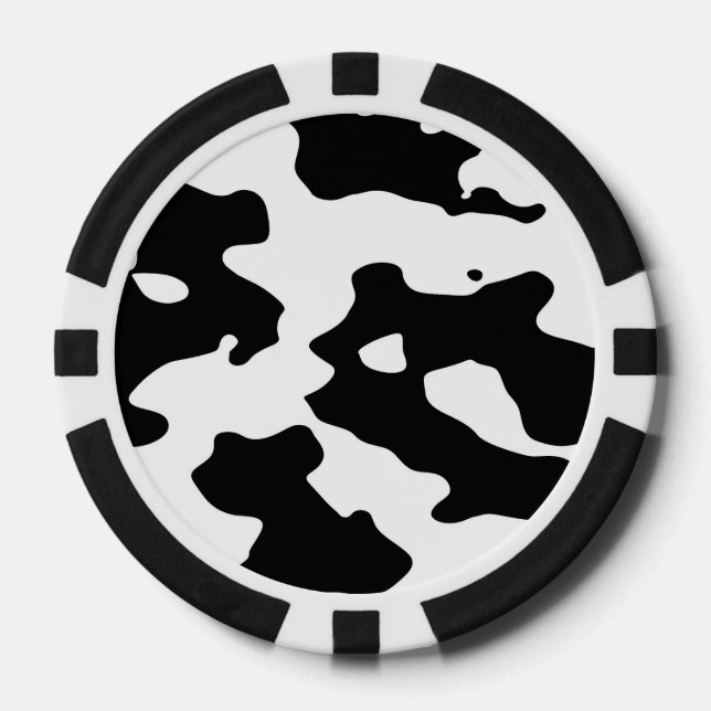 Cow Pattern Black and White Poker Chips (Front)