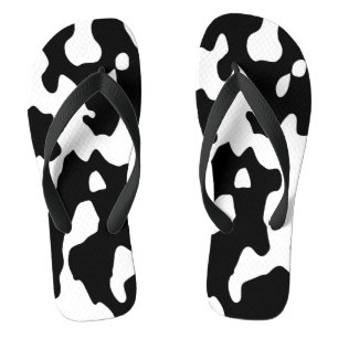 Cow Pattern Black and White Thongs