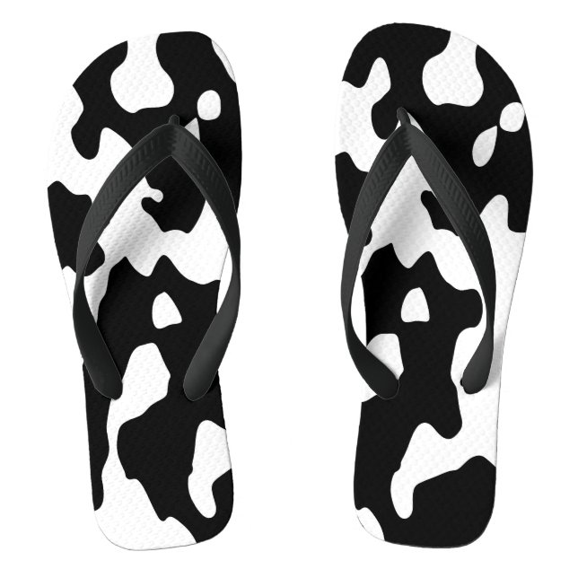 Cow Pattern Black and White Thongs (Footbed)