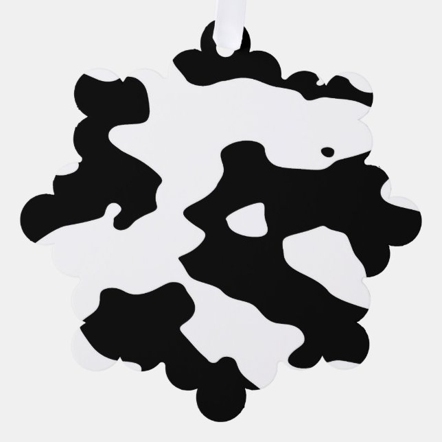 Cow Pattern Black and White  Tree Decoration Card (Front)