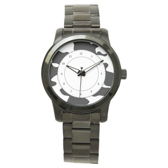 Cow Pattern Black and White Watch (Front)