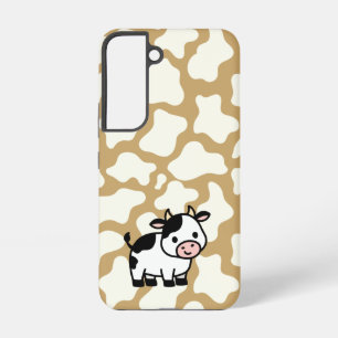 Cow Pattern in White on Light Brown with Cow Samsung Galaxy Case