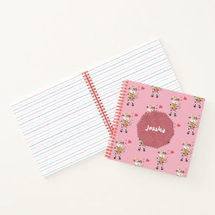 Cow pattern kid pink handwriting practice notebook
