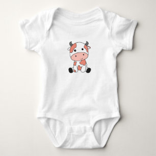 Cow Peach Kawaii Retro Japanese Peaches Cows Baby Bodysuit