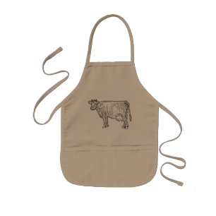 Cow pencil draw kids apron