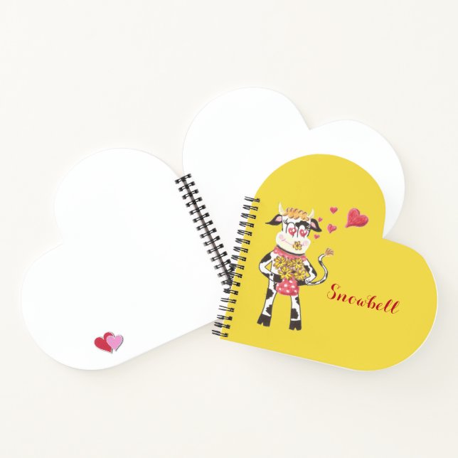 Cow Personalised Heart Spiral Bound Notebook (Inside)