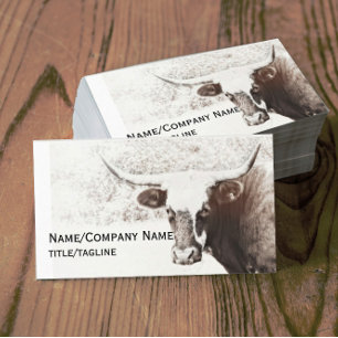cow photo art sepia tone custom double sided business card