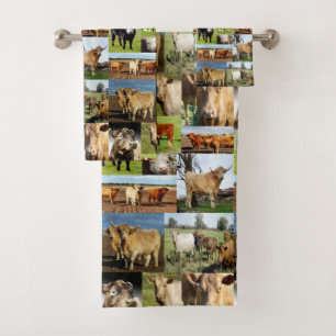 Cow Photo Collage, Bath Towel Set