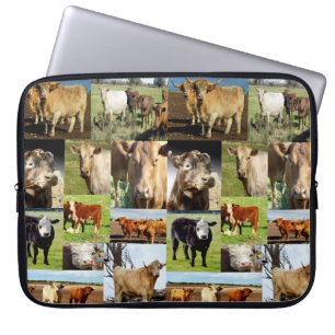 Cow Photo Collage, Laptop Sleeve