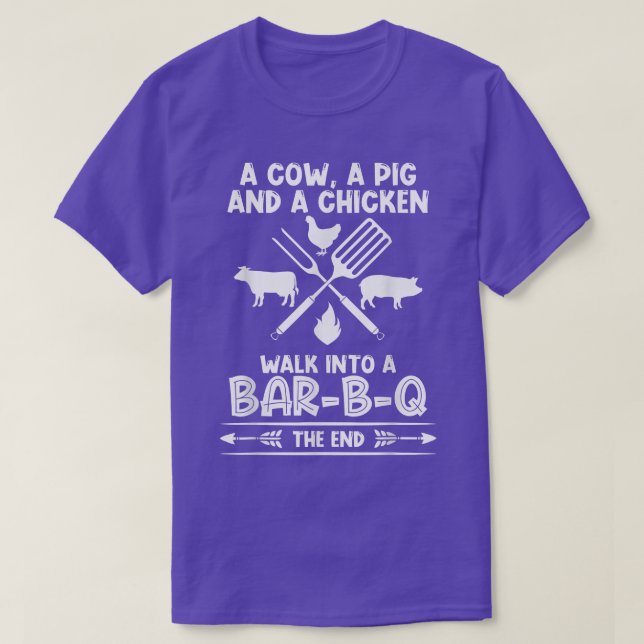 Cow pig chicken bbq carnivore meat grill funny gri T-Shirt (Design Front)