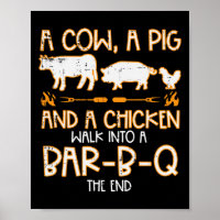 Cow Pig Chicken Walk R B Q Bbq Rbecue Grilling Men