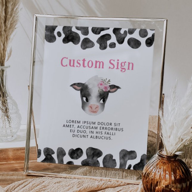 Cow Pink Birthday Party Custom Sign (Creator Uploaded)