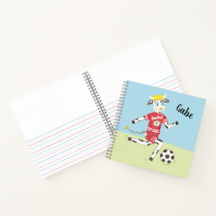 Cow playing soccer kid sketch/practice notebook