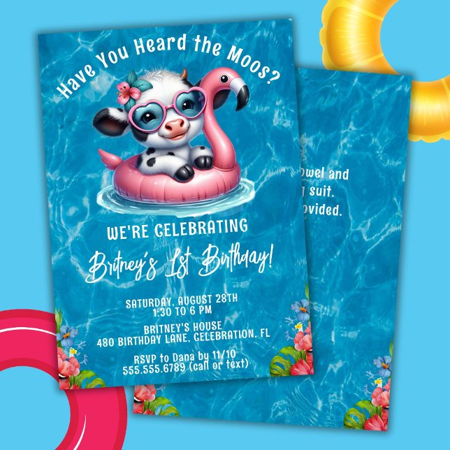 Cow Pool Birthday Party Invitation (Creator Uploaded)