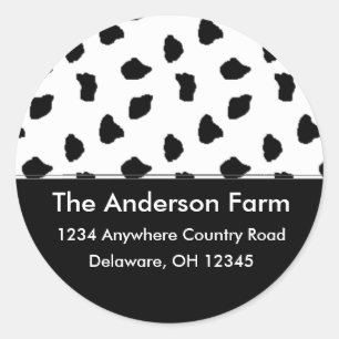 Cow Print Address Labels/Stickers Classic Round Sticker