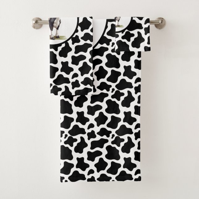 Cow Print Bath Towel Set (Insitu)