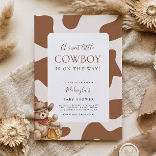 Cow Print Bear A Sweet Little Cowboy Baby Shower Invitation