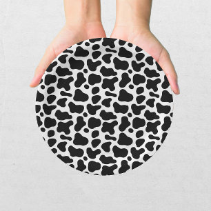 Cow Print Black and White Baby Shower Paper Plate