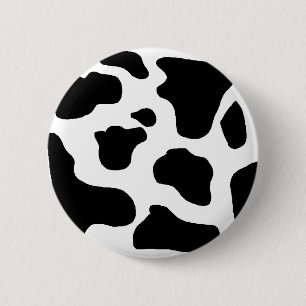 Cow print black and white blotchy pattern 6 cm round badge