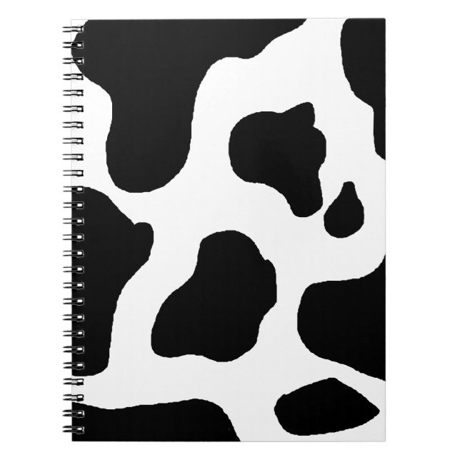 Cow Print Black and White Blotchy Pattern Notebook (Front)