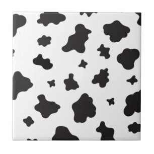 Cow Print Black and White Ceramic Tile