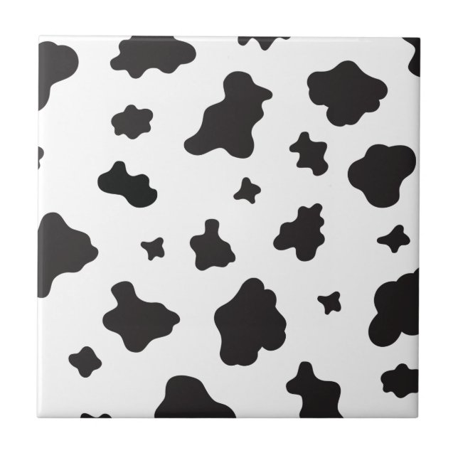 Cow Print Black and White Ceramic Tile (Front)
