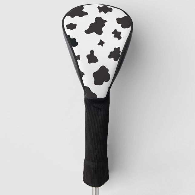 Cow Print Black and White Golf Head Cover (Front)