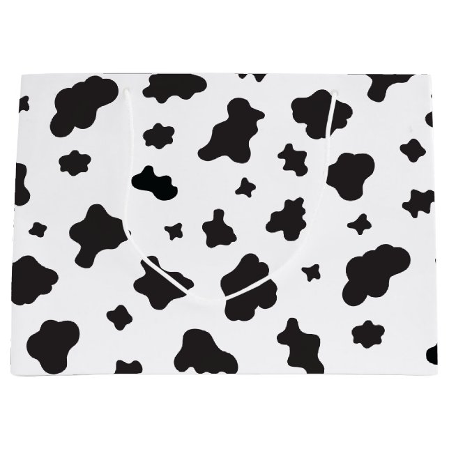 Cow Print Black and White Large Gift Bag (Front)