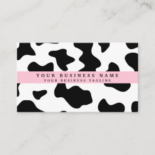 Cow Print Black and White with Pink Business Card
