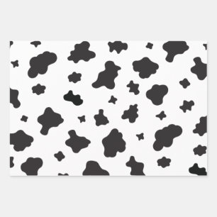 Cow Print Black and White Wrapping Paper Sheet