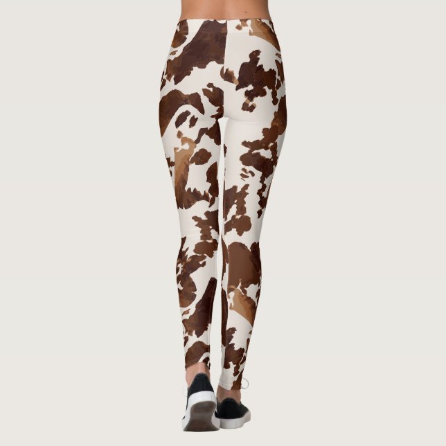 Cow Print Black Brown Leggings (Back)