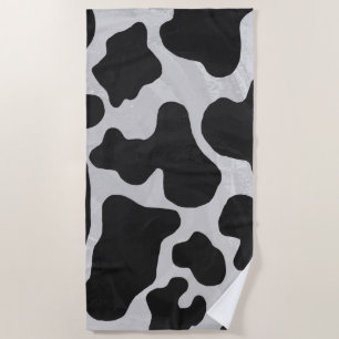 Cow print Black Spots on White Beach Towel