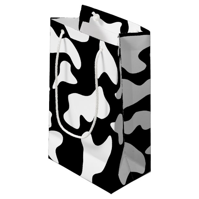 Cow Print Black White Small Gift Bag (Front Angled)