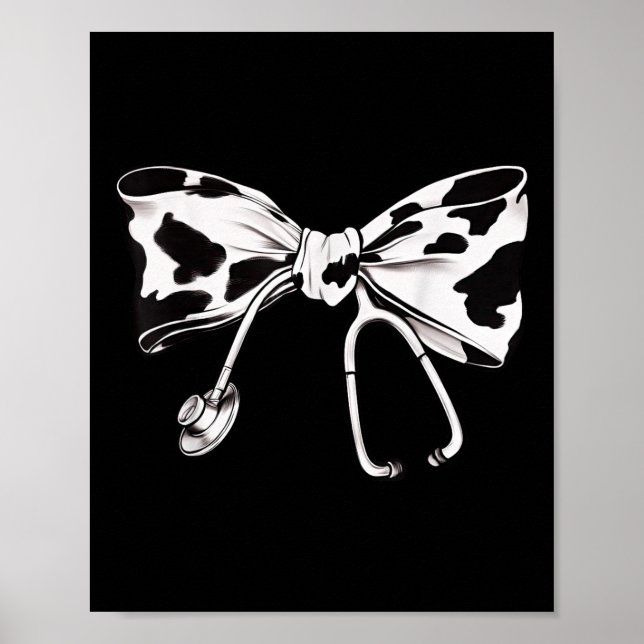 Cow Print Bow And Stethoscope Nurse Rn Graduation  (Front)