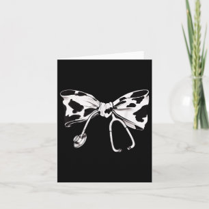 Cow Print Bow And Stethoscope Nurse Rn Graduation  Card