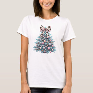 Cow Print Bow Christmas Tree T-Shirt