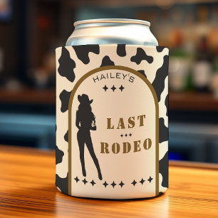 Cow Print Brown Cowgirl Wedding Bachelorette Party Can Cooler
