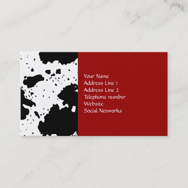 Cow Print Business Cards (Front)