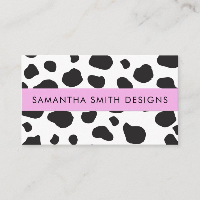 Cow Print, Cow Pattern, Cow Spots, Black And White Business Card (Front)