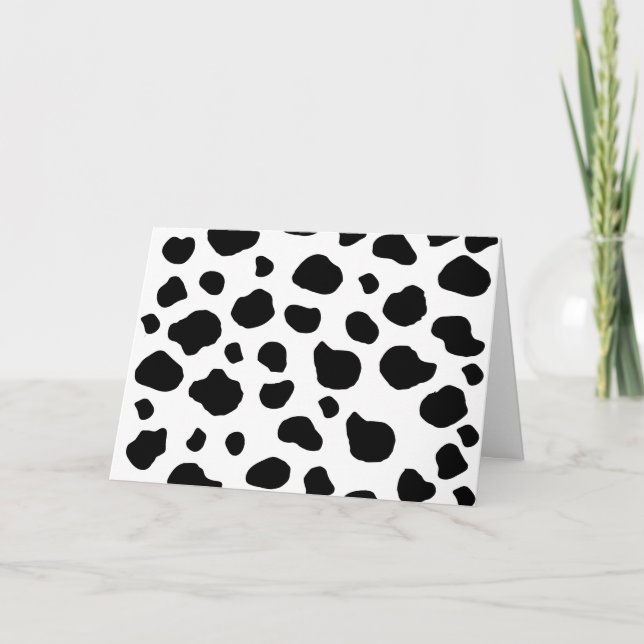 Cow Print, Cow Pattern, Cow Spots, Black And White Card (Front)