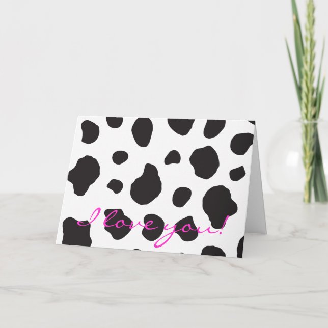 Cow Print, Cow Pattern, Cow Spots, Black And White Card (Front)
