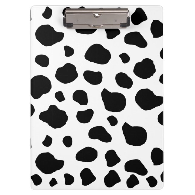 Cow Print, Cow Pattern, Cow Spots, Black And White Clipboard (Front)