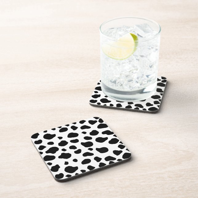 Cow Print, Cow Pattern, Cow Spots, Black And White Coaster (Right Side)